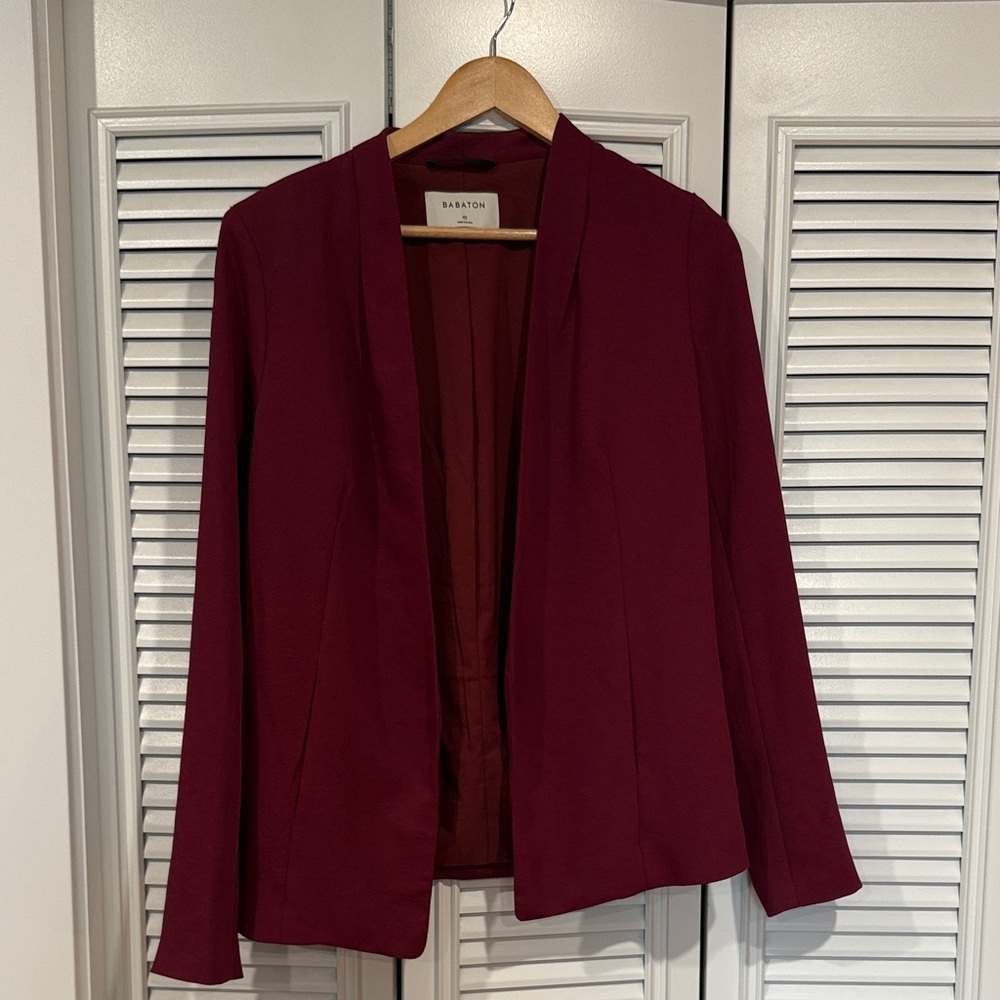 Babaton Burgundy Open-Front Blazer